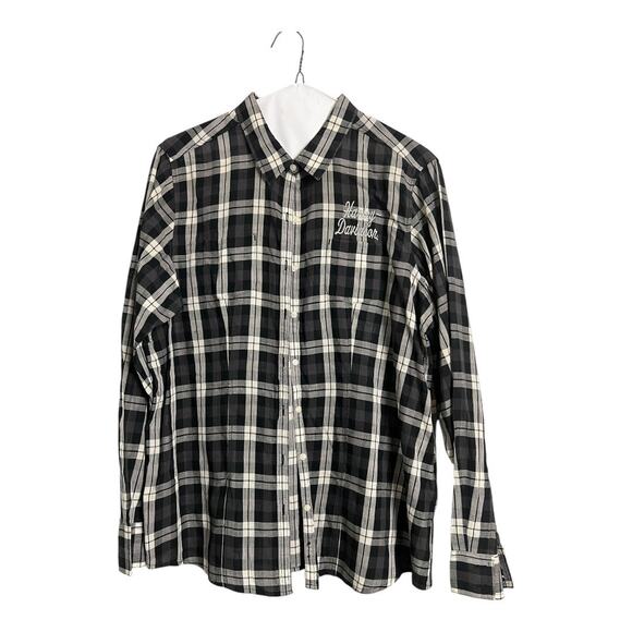 Harley-Davidson Tops - Womens Plaid Button Down Shirt Casual Top Biker Harley Davidson Motorcycle 1W